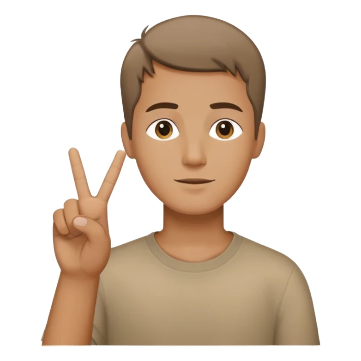 Man with short hair saying peace sticker