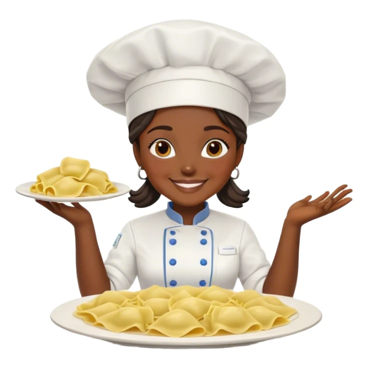 dark skin female chef surrounded by ravioli sticker