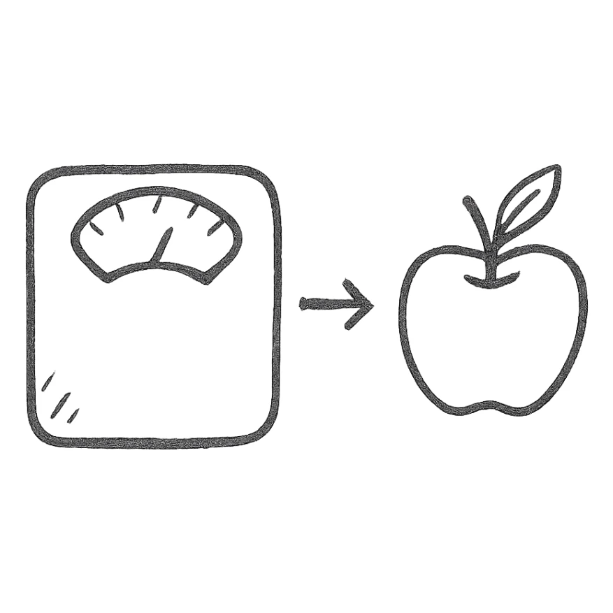 initial step of a diet, schematic style, drawing on white paper, isolated on white background sticker