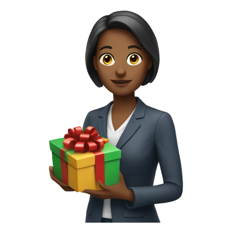 A female teacher holds a gift in her hand sticker