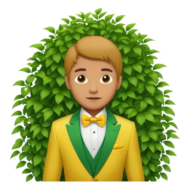 Man in a yellow tux hiding in a bush sticker