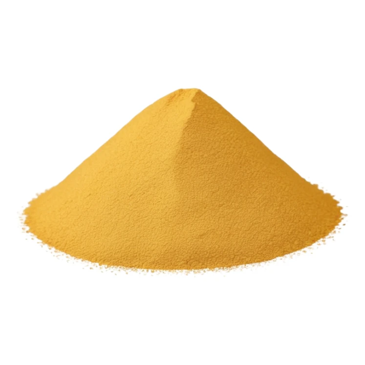 small mound or light scatter of fine golden-beige powder with slightly crystalline texture and dry matte finish, tiny uniform grains, neutral dissolvable ingredient, no spoon or packaging, soft lighting, subtle shadows, emoji scale sticker