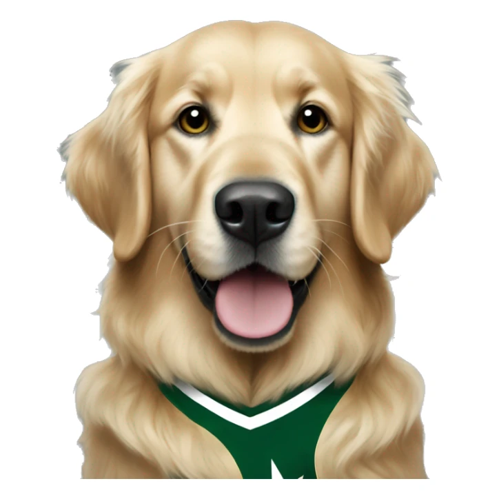 golden retriever in a dallas stars jersey sticker