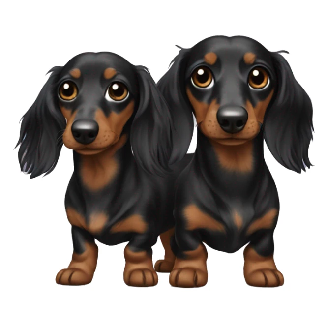 Two long hair black spotted dachshunds together  sticker