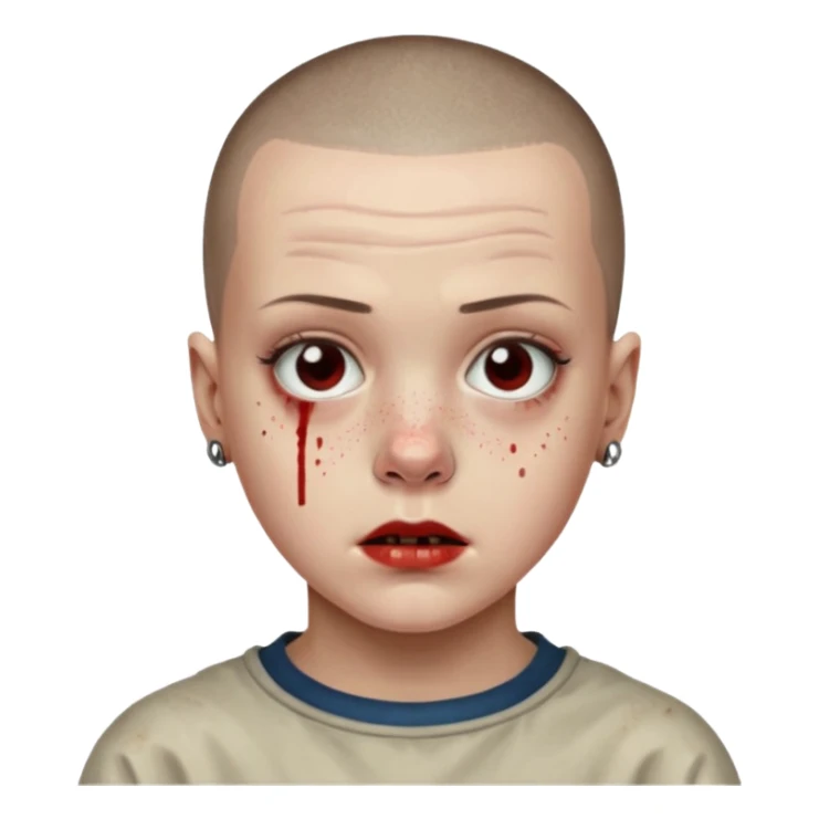Eleven from stranger things season one buz cut and bloody nose  sticker
