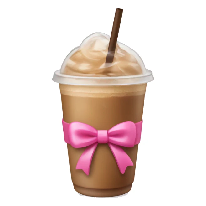 Iced coffee with a pink bow wrapped around the cup sticker