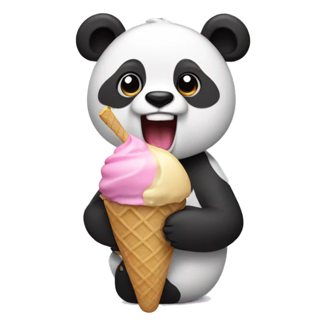 Panda eating ice cream sticker