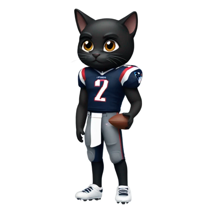 Black cat as a New England Patriots Quarterback  sticker