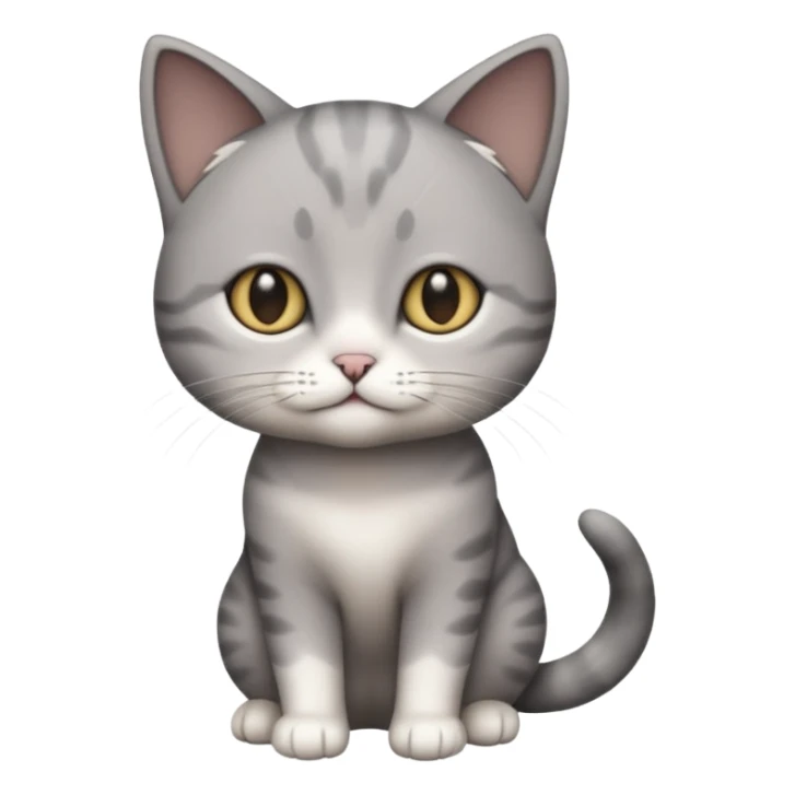 full body small short hair dark grey and white cat sticker