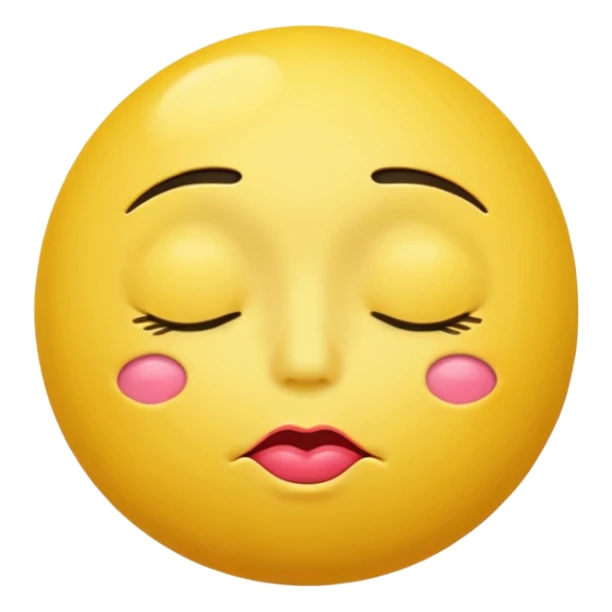 a yellow ball that has his eyes closed and his lips puckered out sticker