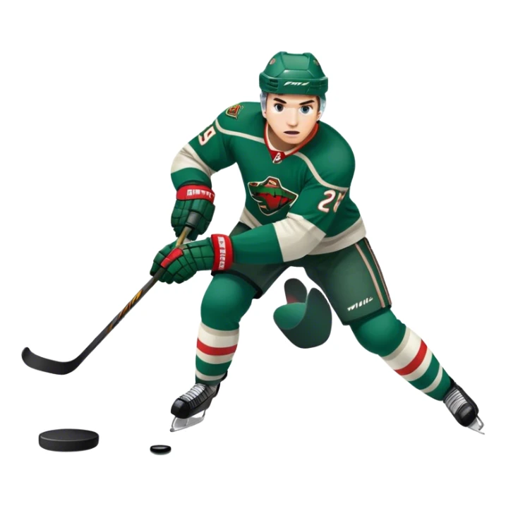 White Minnesota wild hockey player shooting puck sticker