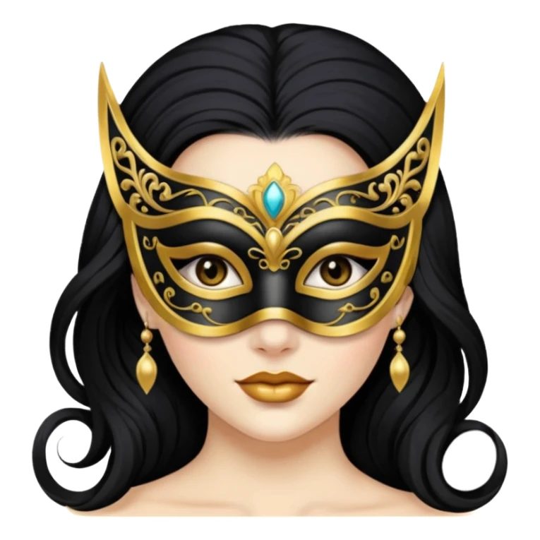 masquerade masked white woman black hair sticker