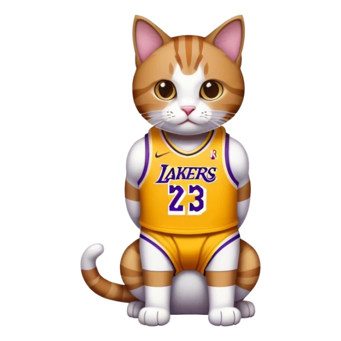 white brown Cat wearing a lakers lebron james jersey 24 sticker