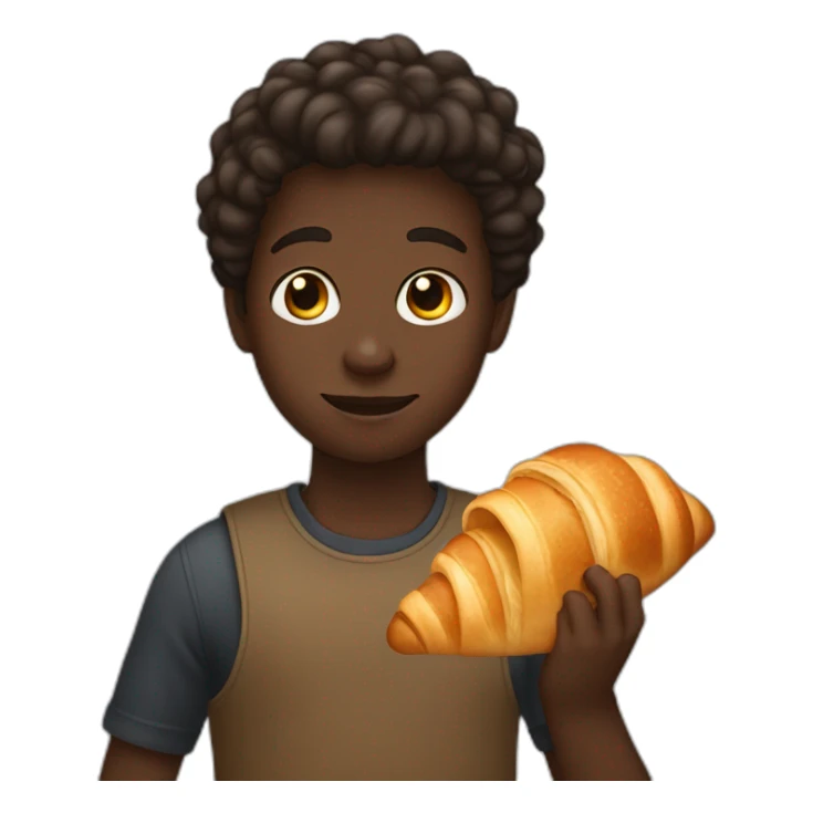 dark-skinned boy with a croissant in his hand sticker