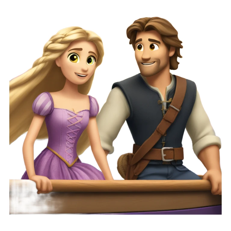 Rapunzel and Flynn on the boat sticker