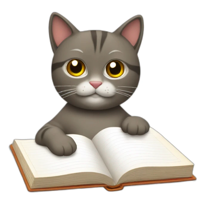 Gato escribiendo en una libreta sticker