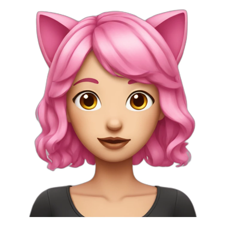 Pink Hair Girl with Cat ears and pink eyes sticker