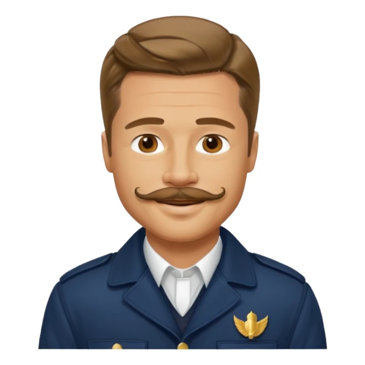 brad pitt with stache, wear navy jacket sticker