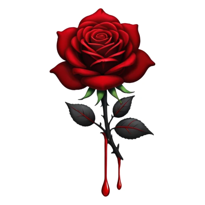 Black rose with blood drips red dark sticker