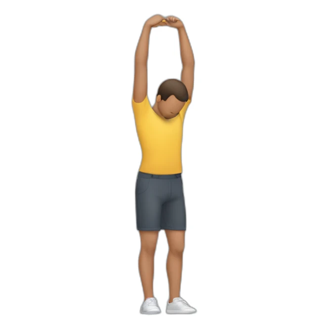 A person extending one arm straight out to the side while bowing their head into the opposite arm, with the other arm bent at the elbow sticker