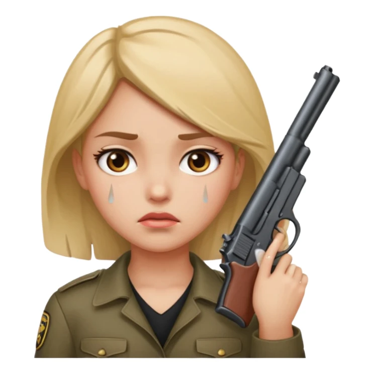 Girl holding a gun hand to head sticker