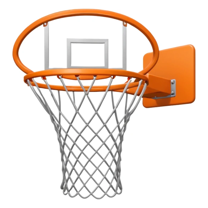 basketball hoop object icon, backboard and rim, net details, 3D cartoon, mobile game icon style, centered, clean background, no text, no watermark
 sticker