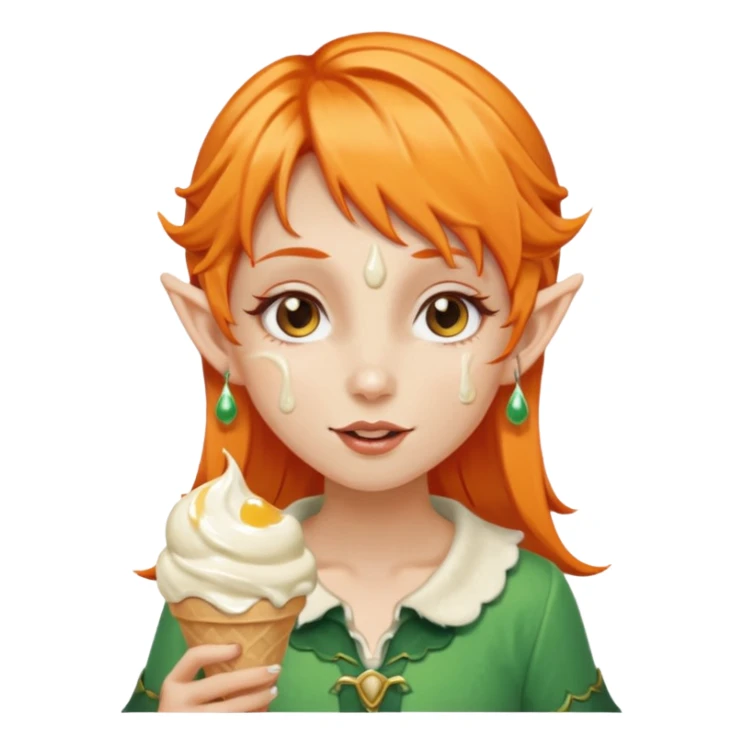 
a girl elf in orange hair with vanilla ice cream




 sticker