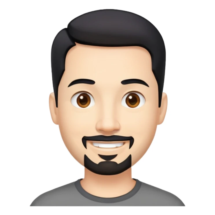 "- Nam
- 40 tuổi
- Da trắng
- Tóc ngắn
- Mặt cười mỉm
- Râu quai nón, tóc đen chia ngôi sticker