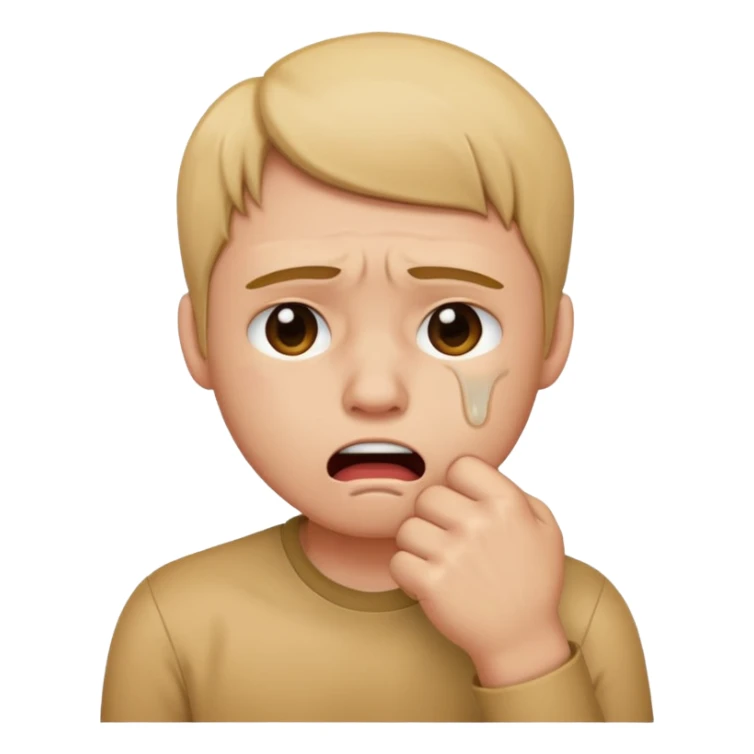 Crying with fist to mouth sticker