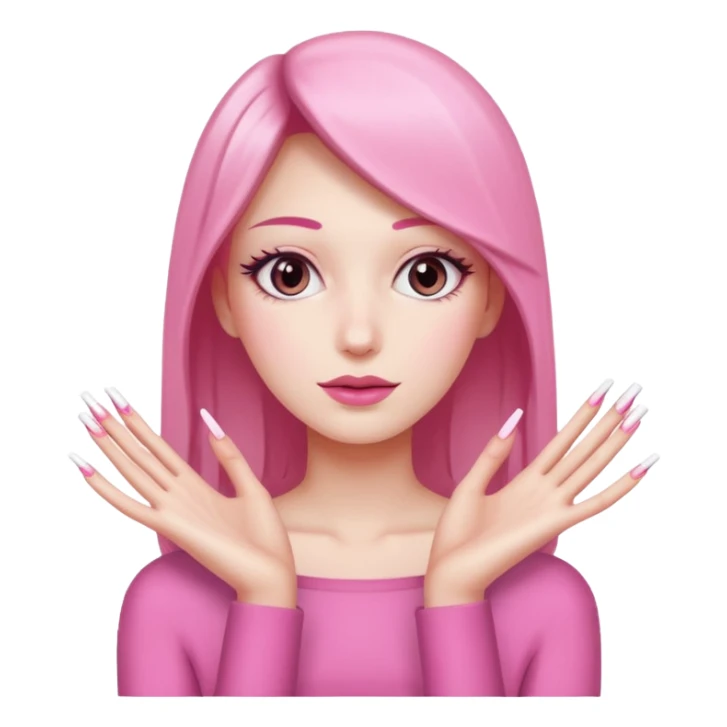 White skin pink and white square tip long nails sticker