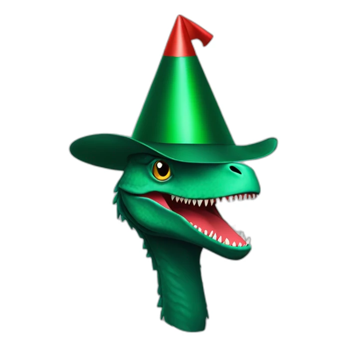 dark green raptor head in party hat sticker