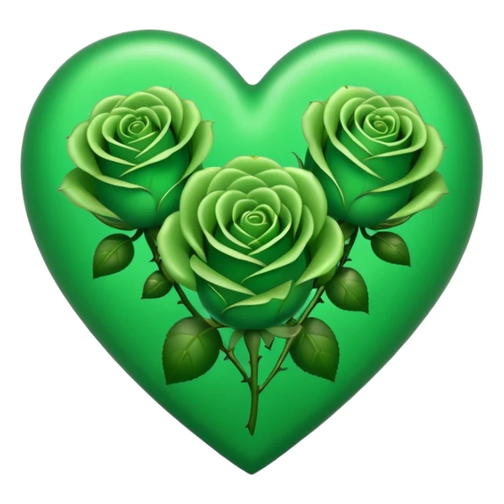 Green Heart with Little 3 green Roses around sticker