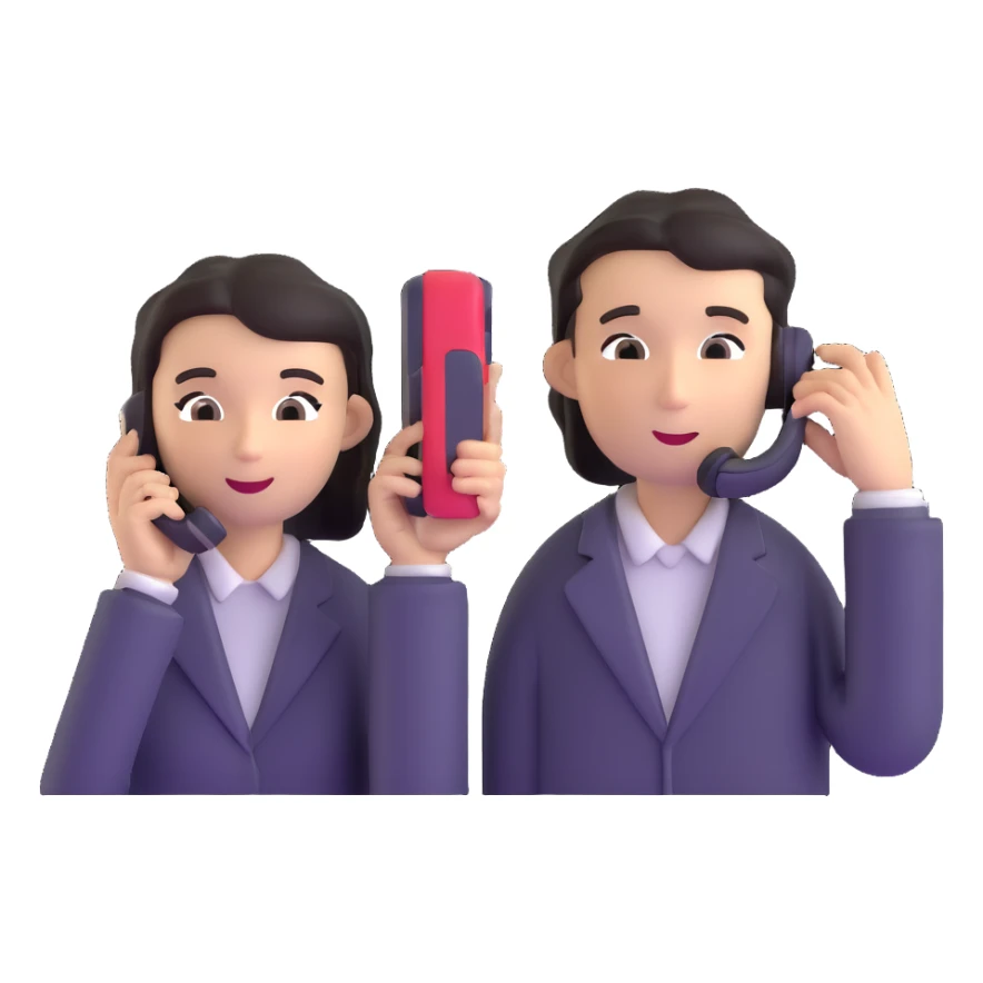 Two people communicating by phone as message not as phone call sticker