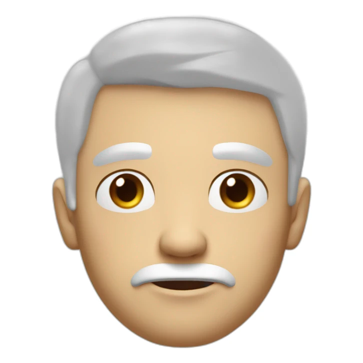 Man looking emotionless or depressed, white short hair, white skin, red nose and wrinkled and without facial hair sticker