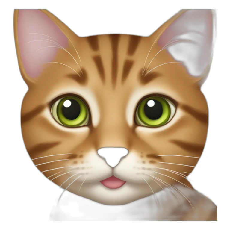 Marron tabby cat Green eyes, beige mouth sticker