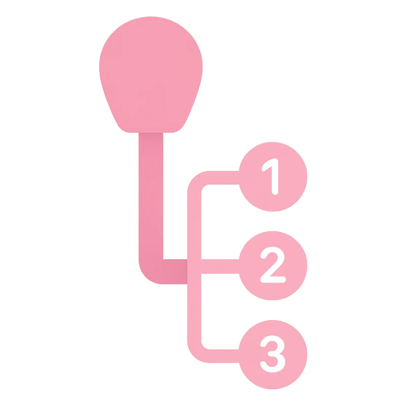 pink gear stick with 3 settings icon sticker