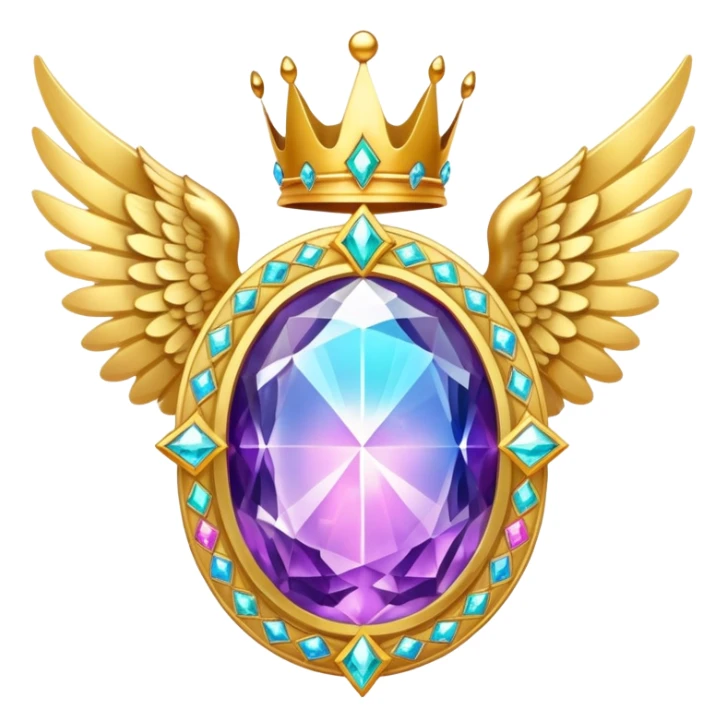 Big magic galactic gemstone award-in-frame-decorated-with-big-golden-angel--wings and crown sticker