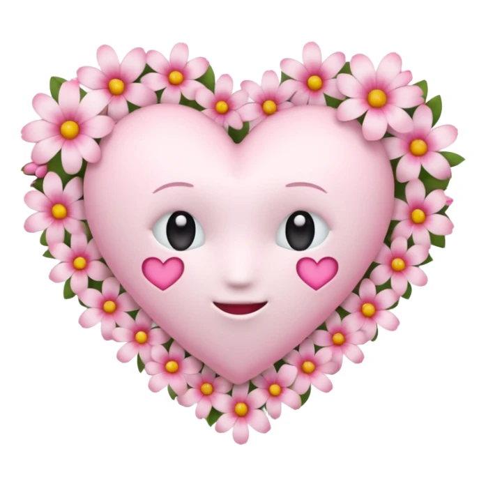 Emoji white heart with pink flowers sticker
