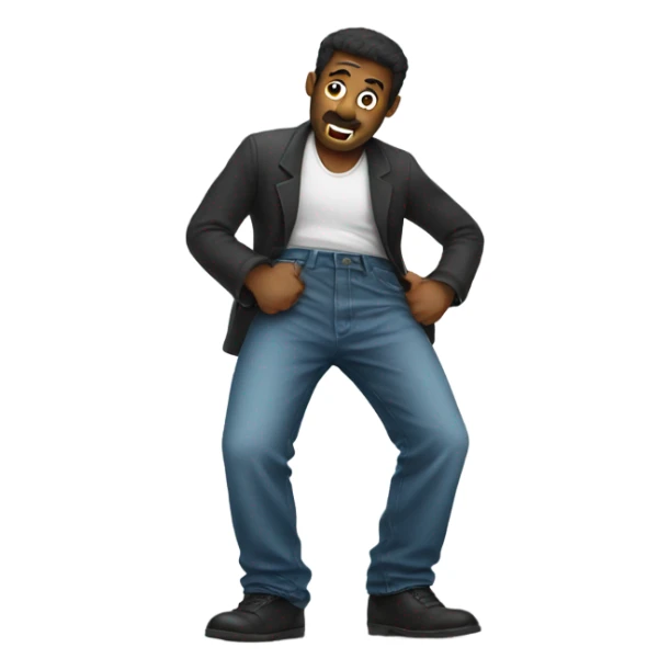 man holding big pants  sticker