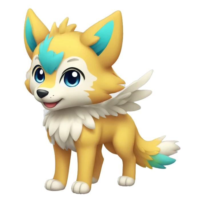 Kawaii Cute Colorful Winged Wolf-Pokémon full body sticker
