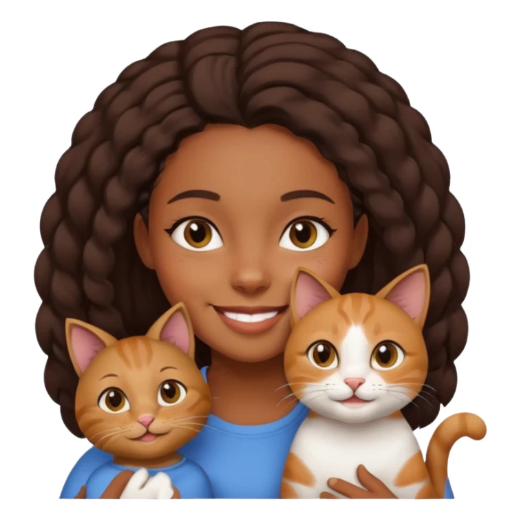 cat with black girl owner smiling sticker