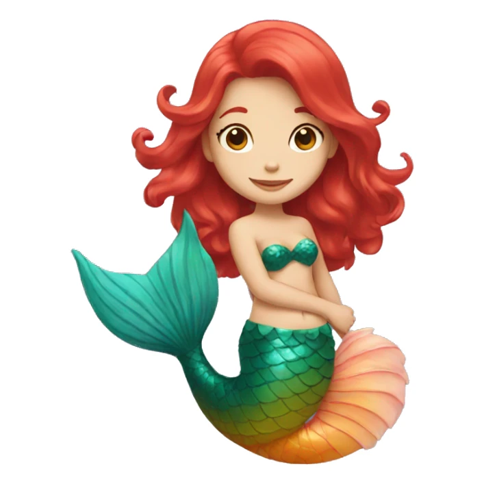 mermaid with red hair shows a heart sticker