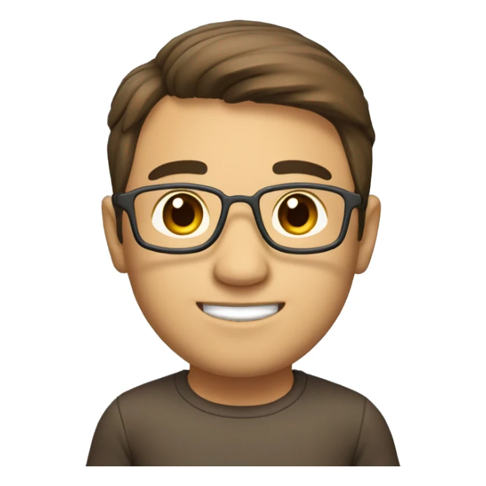 developer with labtop, asian, 2:8 parting brown hair, smiling eyes sticker