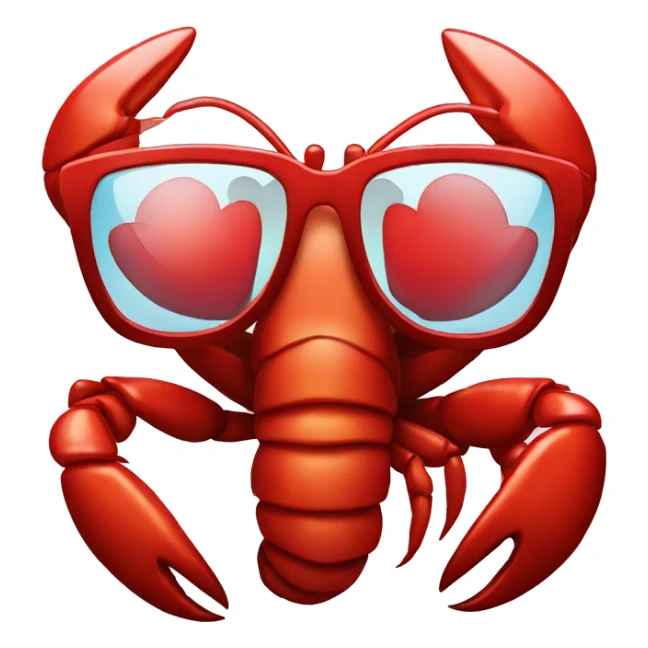 Lobster with glasses and heart sticker