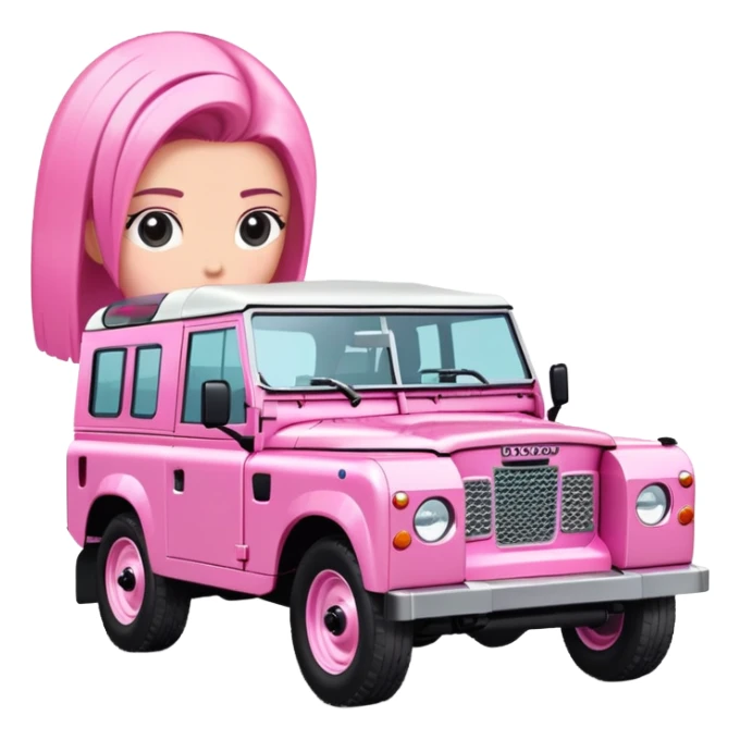 Pink Land Rover with HAIRDRESSER written on side  sticker