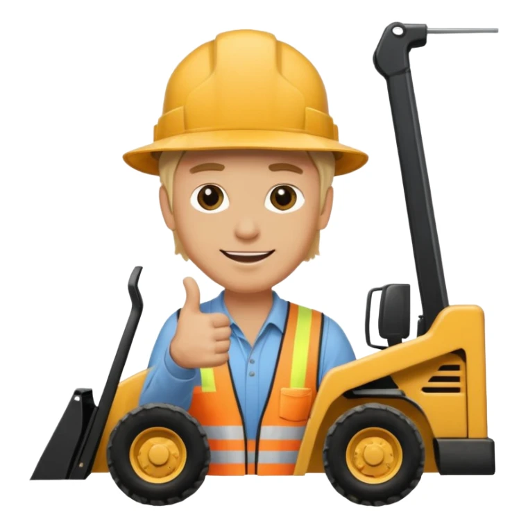 Blonde guy in a skid steer giving a thumbs up sticker