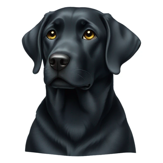 curled up Black Labrador with a light blue collar sticker