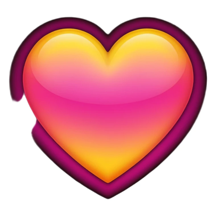 Bright yellow to orange to dark pink double gradient double heart sticker