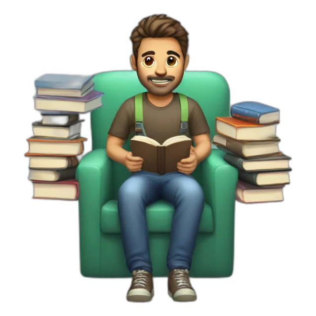 Gamer man with books  sticker