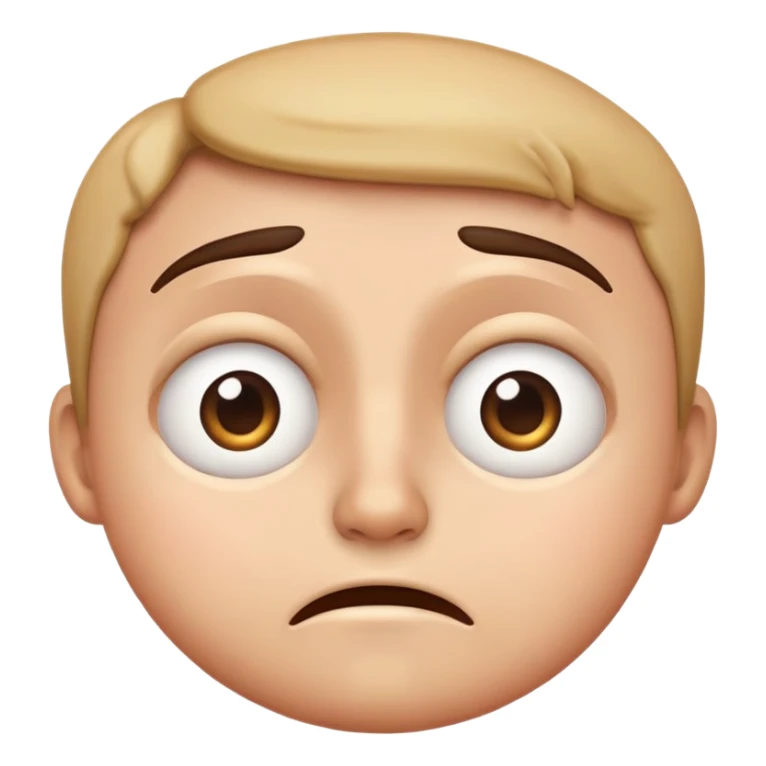 anxious face emoji, wide eyes, furrowed brows, small frown, sweat drop, classic emoji style sticker